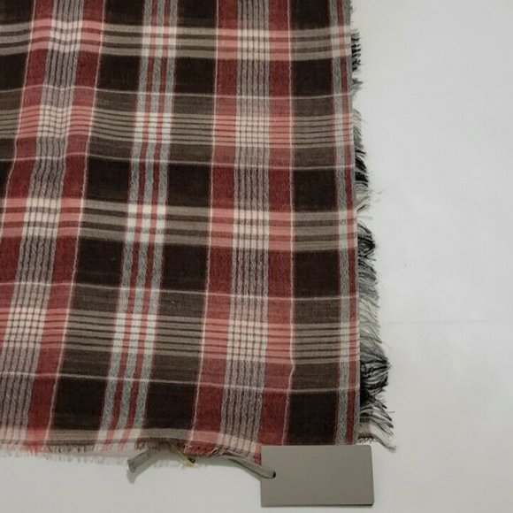 TOM FORD scarf Plaid red and brown cotton blend NWT - Picture 1 of 12